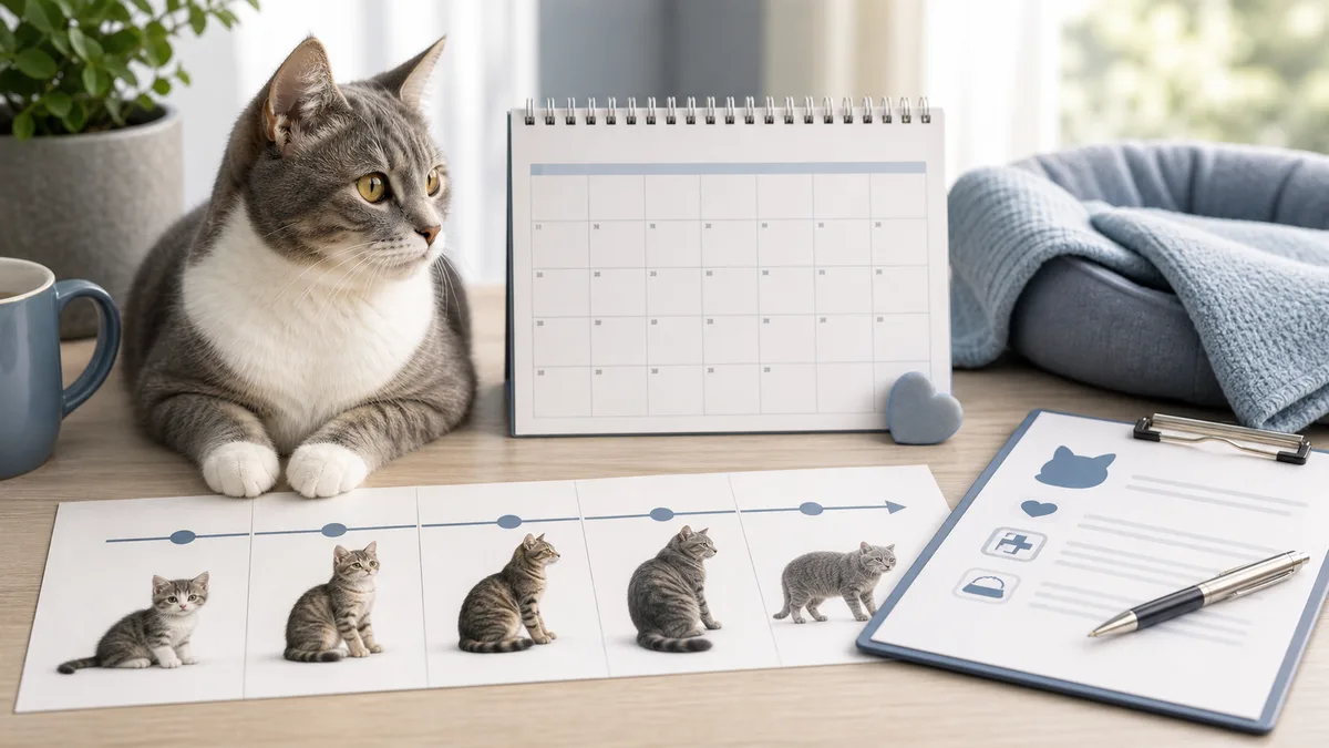 Editorial illustration for Cat Age to Human Years Chart and Calculator Guide