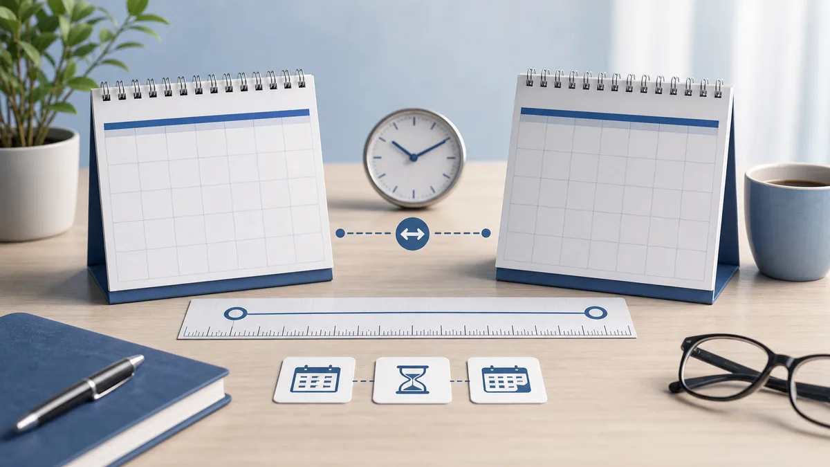 Editorial illustration for Date Difference Calculator Examples for Days, Months, and Years