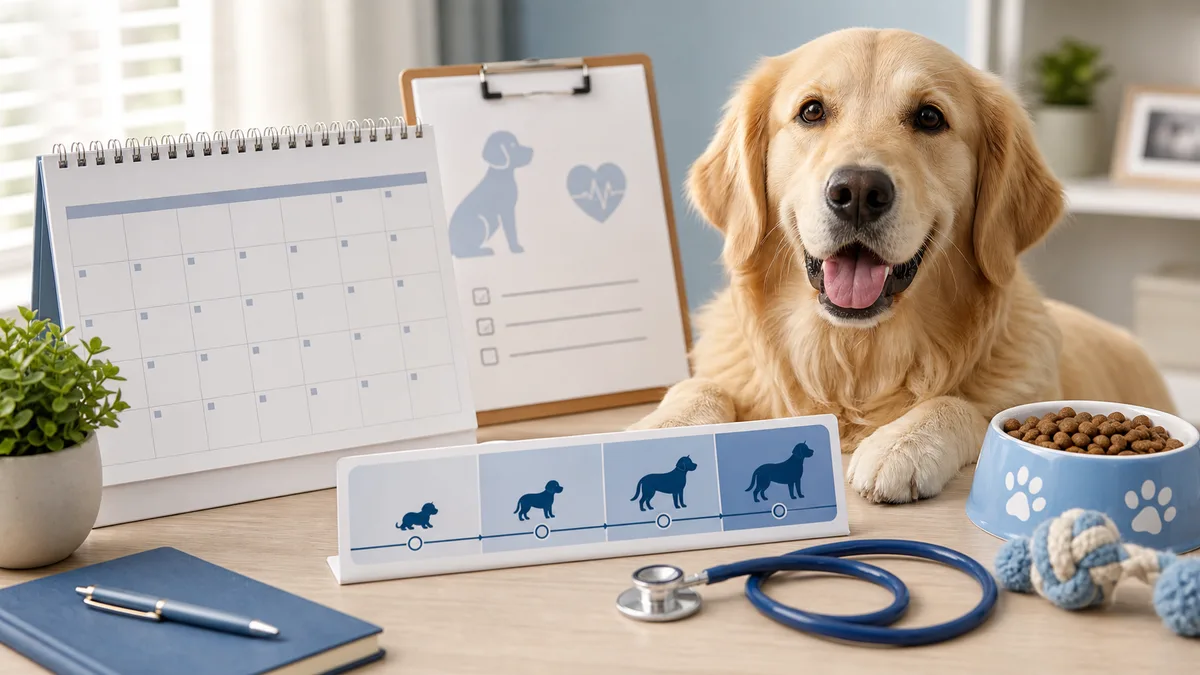 Editorial illustration for Dog Age to Human Years Chart and Calculator Guide
